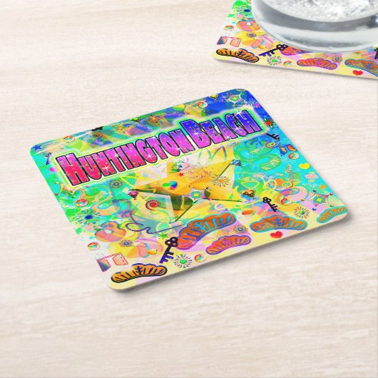 Huntington Beach Epoch Hour Coaster Kartonnen Onderzetters (Schuin)