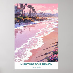 Huntington Beach, het mooie strand van Californië Poster