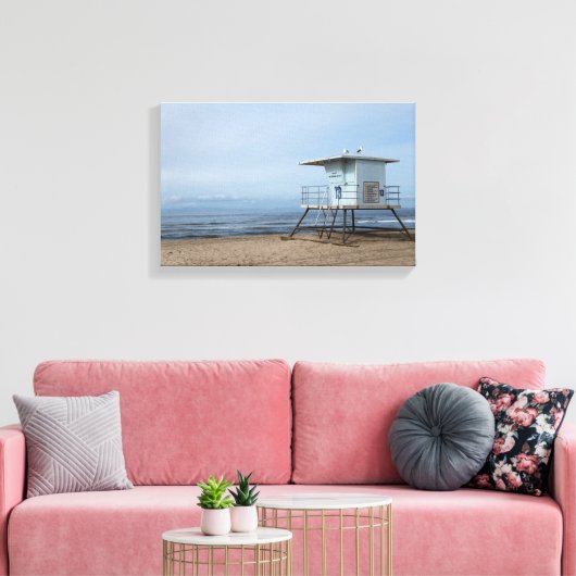 Huntington Beach Lifeguard Post 13 Canvas Afdruk (Insitu (Woonkamer))