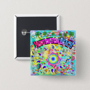 Huntington Beach Mystic Dance Vierkante Button 5,1 Cm