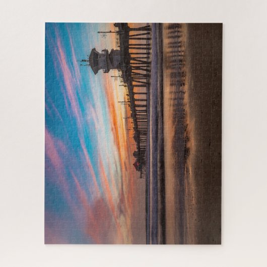 Huntington Beach Pier bij zonsondergang Legpuzzel (Verticaal)