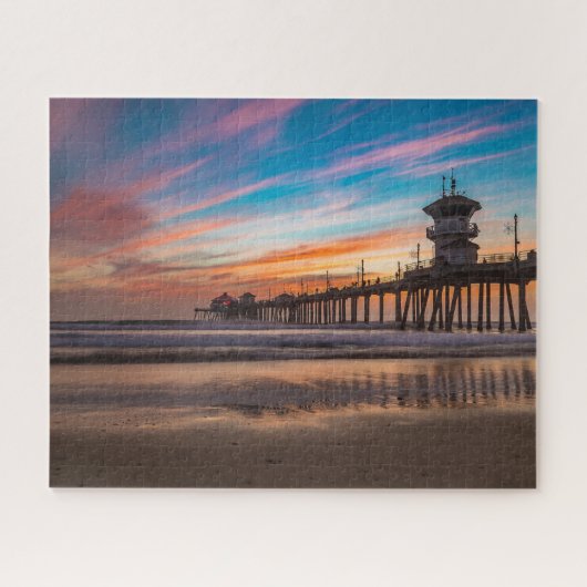 Huntington Beach Pier bij zonsondergang Legpuzzel (Horizontaal)