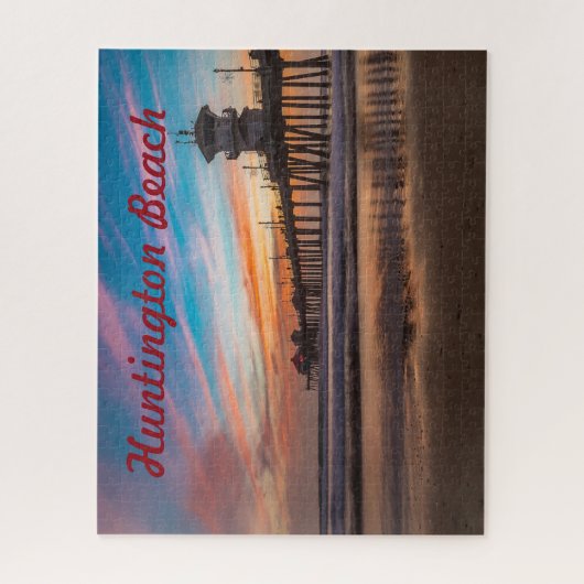 Huntington Beach Pier bij zonsondergang Legpuzzel (Verticaal)