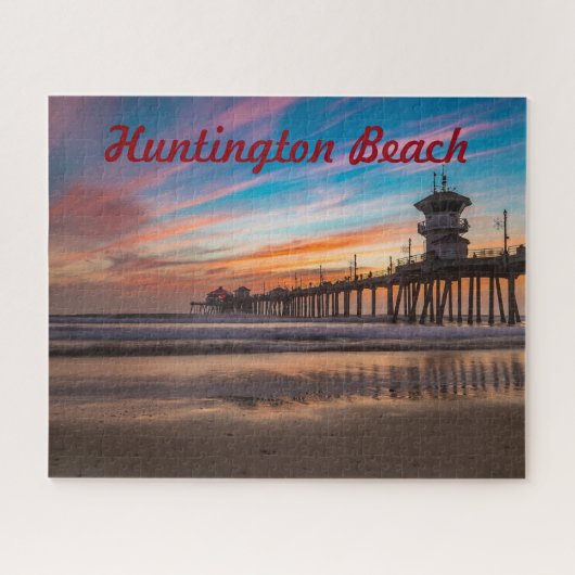 Huntington Beach Pier bij zonsondergang Legpuzzel (Horizontaal)