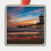 Huntington Beach Pier bij zonsondergang Metalen Ornament (Voorkant)