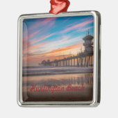 Huntington Beach Pier bij zonsondergang Metalen Ornament (Links)