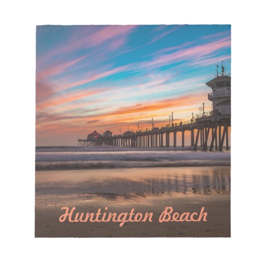 Huntington Beach Pier bij zonsondergang Notitieblo Notitieblok (Voorkant)