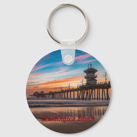 Huntington Beach Pier bij zonsondergang Sleutelhanger (Voorkant)