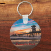 Huntington Beach Pier bij zonsondergang Sleutelhanger (Voorkant)