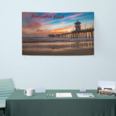Huntington Beach Pier bij zonsondergang Spandoek (Beurs)