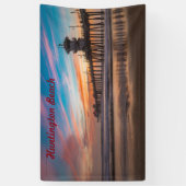 Huntington Beach Pier bij zonsondergang Spandoek (Verticaal)