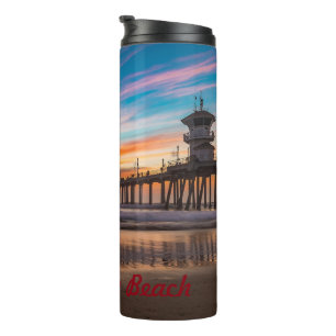 Huntington Beach Pier bij zonsondergang Thermosbeker