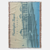 Huntington Beach Pier, CA - aangepaste illustratie Deken (Voorkant Verticaal)