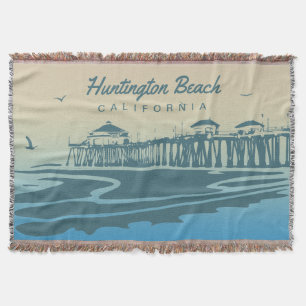 Huntington Beach Pier, CA - aangepaste illustratie Deken