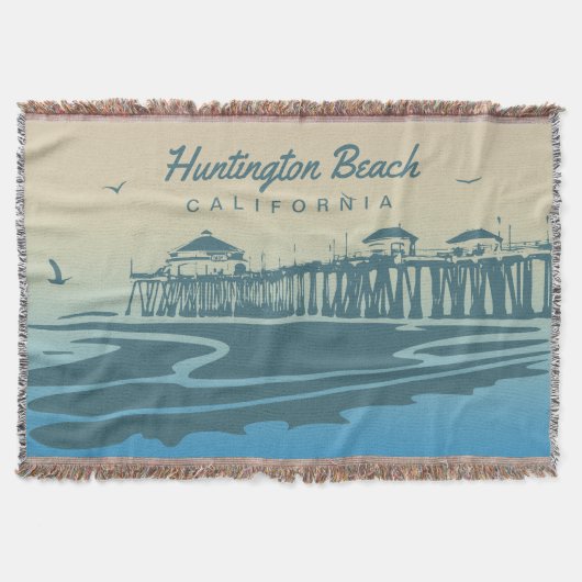 Huntington Beach Pier, CA - aangepaste illustratie Deken (Voorkant)