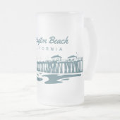 Huntington Beach Pier, CA - aangepaste illustratie Matglas Bierpul (Voorkant rechts)