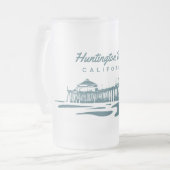 Huntington Beach Pier, CA - aangepaste illustratie Matglas Bierpul (Voorkant links)