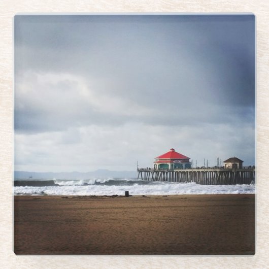 Huntington Beach Pier, CA Glazen Onderzetter (Voorkant)