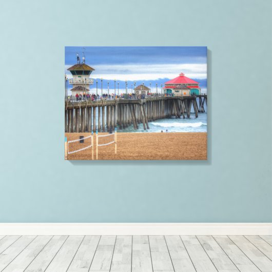 Huntington Beach Pier, Californië Canvas Afdruk (Insitu (Houten vloer))