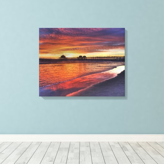 Huntington Beach Pier, Californië Canvas Afdruk (Insitu (Houten vloer))