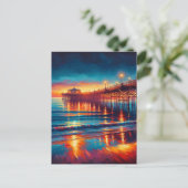 Huntington Beach Pier Californië zonsondergang sch Briefkaart (Staand voorkant)
