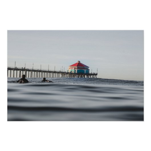 Huntington Beach Pier Fotografie Surfer Foto Perfect Poster (Voorkant)