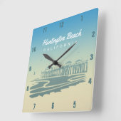 Huntington Beach Pier | HB, Californië Vierkante Klok (Hoek)