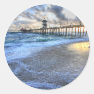 Huntington Beach Pier Ronde Sticker