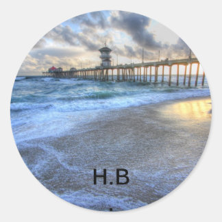 Huntington Beach Pier Ronde Sticker