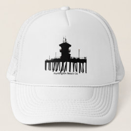 Huntington Beach Pier Silhouette Hoed Trucker Pet