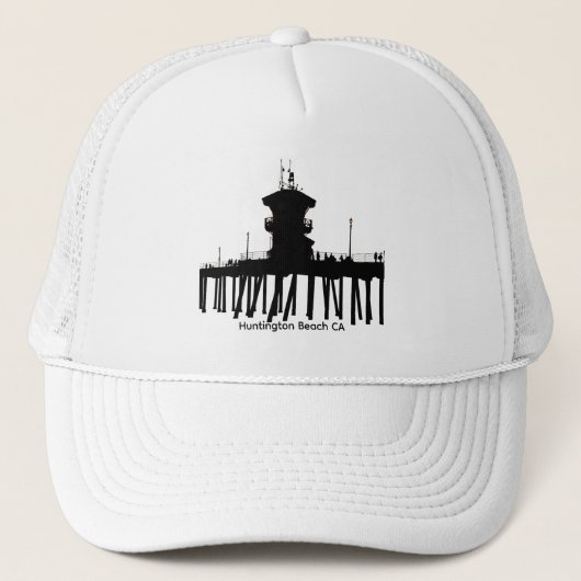 Huntington Beach Pier Silhouette Hoed Trucker Pet (Voorkant)
