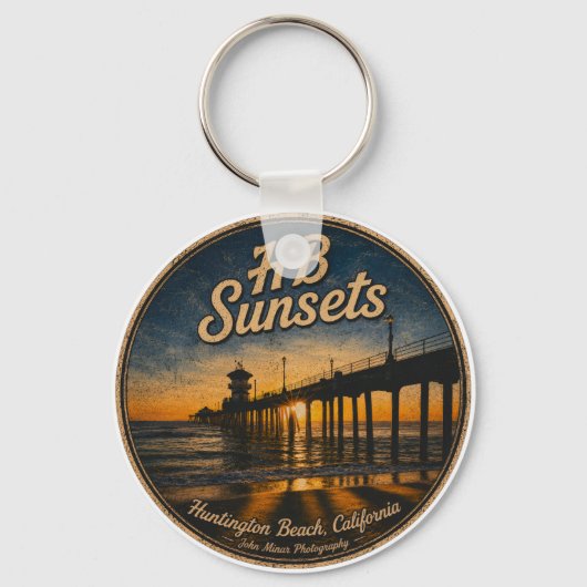 Huntington Beach Pier Sunset Sleutelhanger - John (Voorkant)