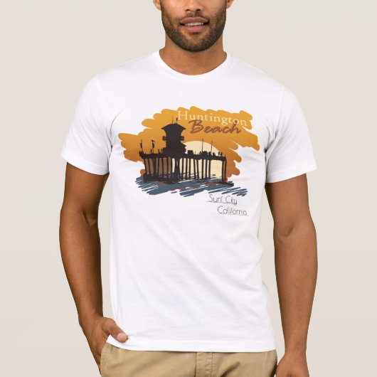Huntington Beach Pier Sunset - Surf City T-shirt (Voorkant)
