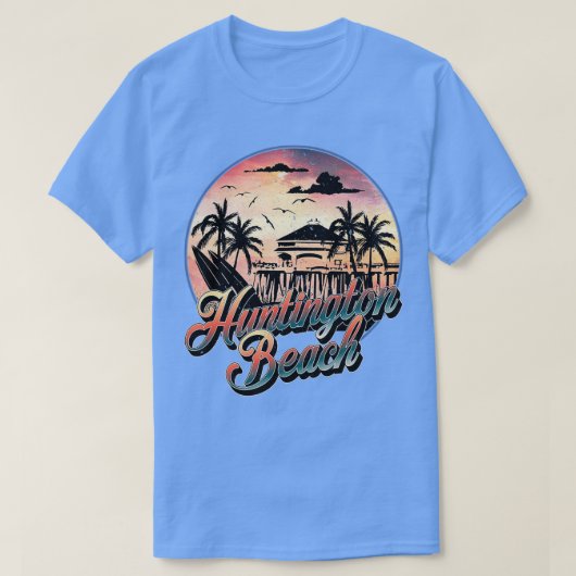 Huntington Beach Pier  Sunset Surfboard Sur T-shirt (Design voorkant)