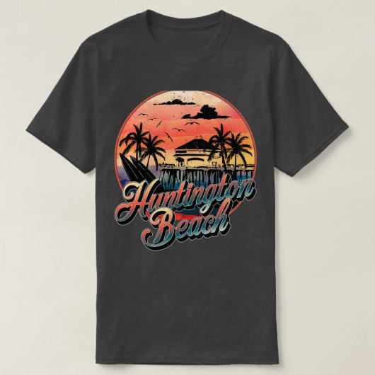 Huntington Beach Pier Sunset Surfboard Sur T-shirt (Design voorkant)