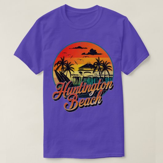 Huntington Beach Pier  Sunset Surfboard Sur T-shirt (Design voorkant)
