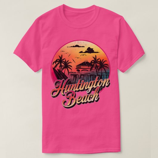 Huntington Beach Pier  Sunset Surfboard Sur T-shirt (Design voorkant)