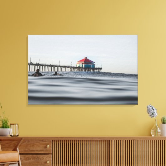 Huntington Beach Pier Surfers Streted Canvas Art (Insitu (Woonkamer))