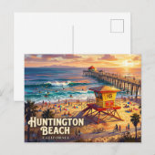 Huntington Beach Pier VS Briefkaart (Voorkant / Achterkant)