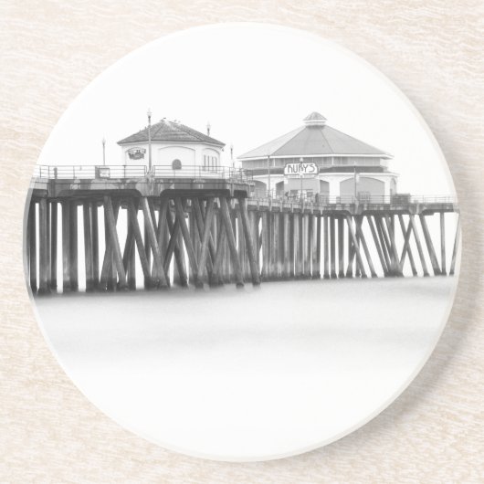 Huntington Beach Pier Zandsteen Onderzetter (Voorkant)