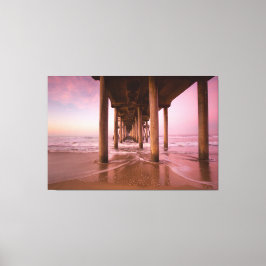Huntington Beach Pier Zonsondergang (Canvas 60x40) Canvas Afdruk