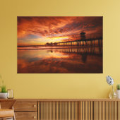 Huntington Beach Pier Zonsondergang - John Minar Canvas Afdruk (Insitu (Woonkamer))