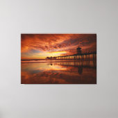 Huntington Beach Pier Zonsondergang - John Minar Canvas Afdruk (Voorkant)