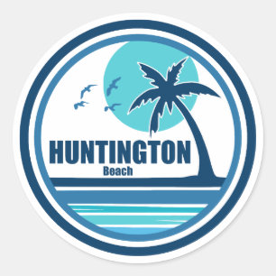 Huntington Beach, South Carolina Palmbomen Ronde Sticker