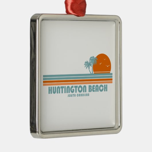 Huntington Beach South Carolina Sun Palm Trees Metalen Ornament (Rechts)