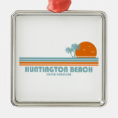 Huntington Beach South Carolina Sun Palm Trees Metalen Ornament (Voorkant)