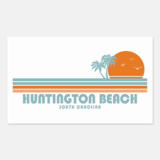 Huntington Beach South Carolina Sun Palm Trees Rechthoekige Sticker (Voorkant)