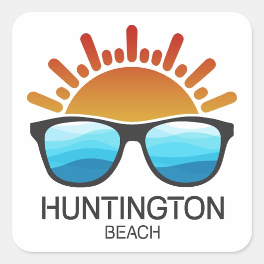 Huntington Beach South Carolina Zonnebril Vierkante Sticker (Voorkant)