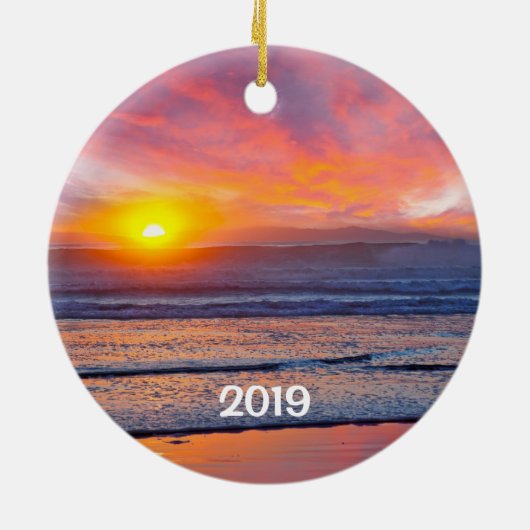 Huntington Beach Sunset & Pier Holiday Ornament (Achterkant)