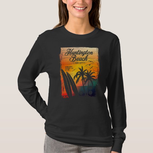 Huntington Beach Surf City California  Dist T-shirt (Voorkant)